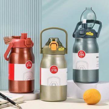 運動水壺316不銹鋼保溫杯帶吸管男女戶外杯子便攜大容量水杯