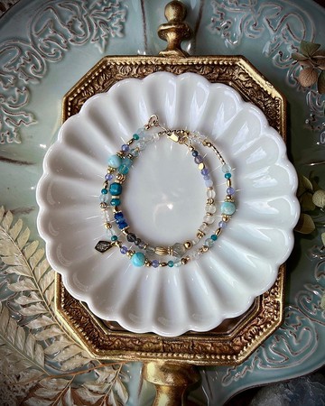 -蔚藍海岸-天然水晶手鏈/黃銅手鍊