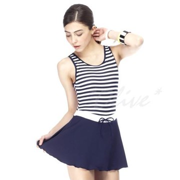 【沙兒斯】時尚經典條紋連身裙泳裝NO.B88417(現貨+預購)