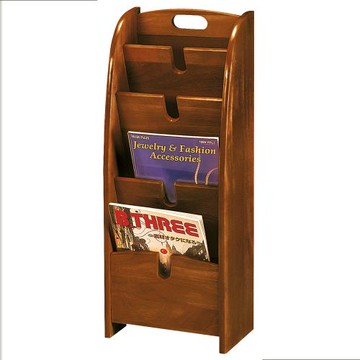 【好傢俱】實木四層書報雜誌架(深胡桃色)