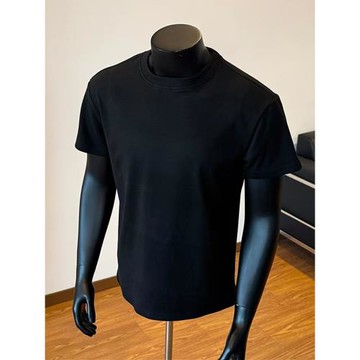 黑色修身短袖男款夏季美式高街正肩t恤cleanfit高級感痞帥半截袖