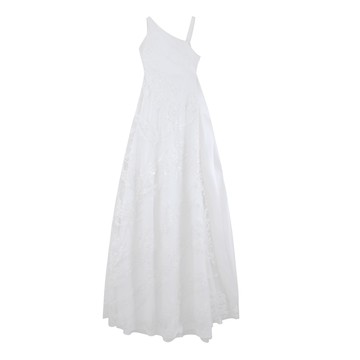 緞面拼接冰裂紋亮片禮服