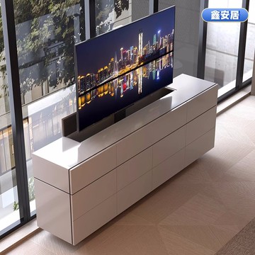 簡約現代風智能遙控隱藏式自動升降電視櫃一體多功能客餐廳隔斷櫃179-YJ 快速出貨