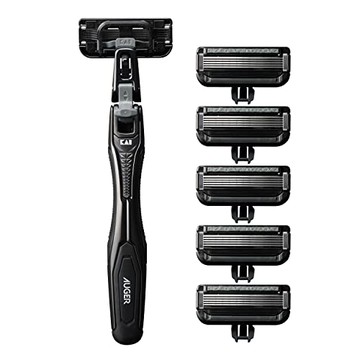 【領券滿額折100】日本製 KAI貝印 AUGER系列 360度3D擺動旋轉 刮鬍刀(附6個備用刀片)