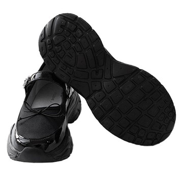 ILoveJ 女童用 HJ 繫帶蝴蝶結緞面運動鞋  黑色  210