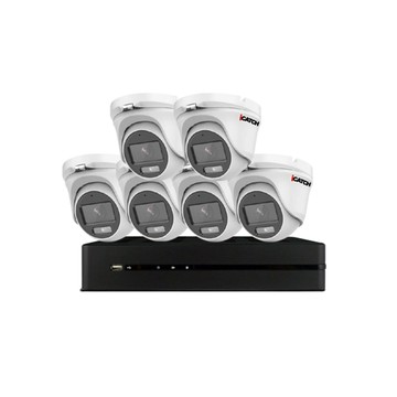 Changyun ICATCH 可取組合 KMQ-0828EU-K 8路 5MP DVR 錄影主機+IT-MC2888 2MP 全彩同軸音頻半球攝影機*6