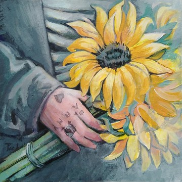 手繪壓克力向日葵花束牆飾田柾國