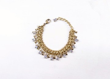 圓氐  典雅女伶  裙擺搖搖 編織方型鋯石手鍊