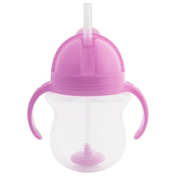 munchkin 滿趣健 貼心鎖滑蓋防漏杯 360度吸管  207ml  紫  1個