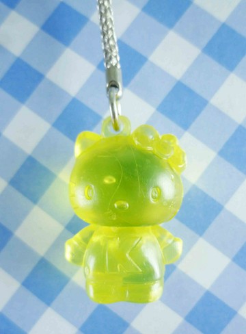 【震撼精品百貨】Hello Kitty 凱蒂貓 KITTY手機吊飾-KITTY站姿造型-透明黃色 震撼日式精品百貨