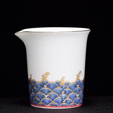 功夫茶公道杯陶瓷白瓷分茶器 茶具品茗杯玉瓷茶濾 琺瑯彩大號茶杯