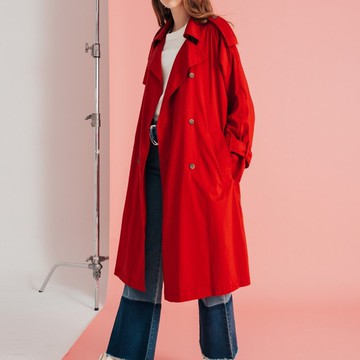 輕棉軍式風衣(紅)│Who Cares 台灣服飾品牌