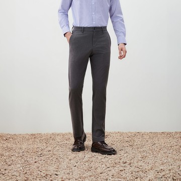 彈性平紋紋休閒斜袋長褲/墨黑色 | 5616397598