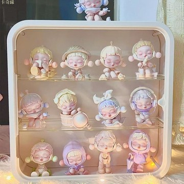 泡泡瑪特盲盒收納展示架公仔免打孔掛墻階梯式透明防塵多層展示盒