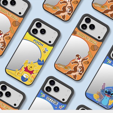 正版迪士尼授權 【奇奇蒂蒂/史迪奇/小熊維尼系列】 獨家2025新款黑色UNIMIRROR iPhone17鏡面保護殼 支援MagSafe磁吸充電 磁吸殼 鏡子殼 防摔殼 Unicorn手機殼