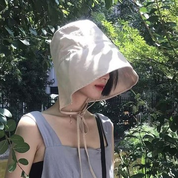 金晨衕款遮陽防紫外綫漁夫帽女可折疊係帶防曬盆帽戶外百搭顯臉小 TWSZ