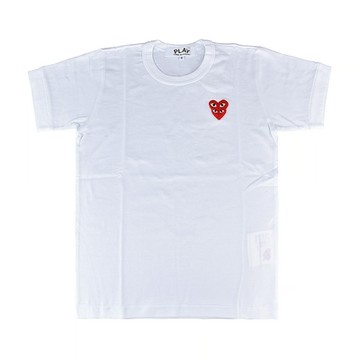 COMME DES GARCONS PLAY川久保玲愛心刺繡LOGO短袖T恤(白)