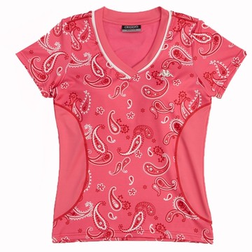 KAPPA義大利 舒適女速乾短袖韻律服-蜜桃粉 FA36-G016-1