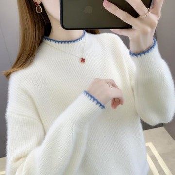 毛衣女新款2025加厚秋冬時尚洋氣半高領設計感小眾溫柔系寬松上衣