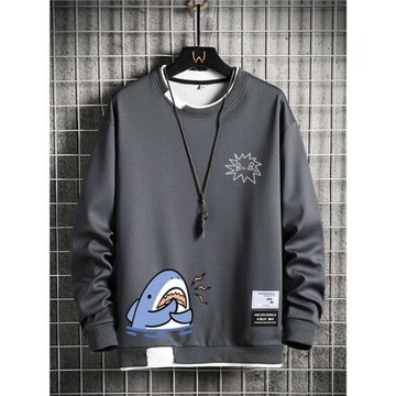 2023圓領衛衣男士長袖T恤上衣服外套寬松ins個性潮流百搭時尚休閑