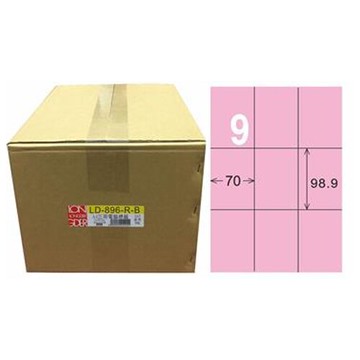 【龍德】A4三用電腦標籤 98.9x70mm 粉紅色 1000入 / 箱 LD-896-R-B