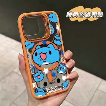 蓝猫猫虫咖波 金屬支架無綫充電磁吸iphone 18 pro max 17 16 15 13 14 12 11 手機殼