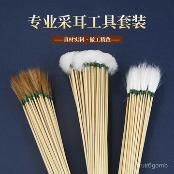 ✨桃園有貨✨【精細手工綁】埰耳師竹柄鵝毛毛棒鶴毛棒埰耳工具套裝挖耳掏耳朵毛毛廠家批髮 WS2P