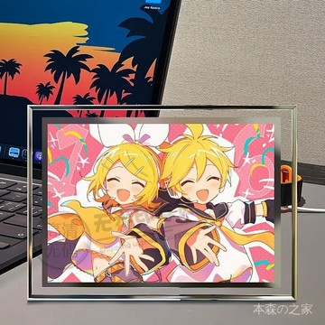 🕹️免運🕹️電競房擺件 電競桌麵裝飾 鏡音雙子動漫人物水晶相框二次元裝飾擺件電腦桌擺臺送衕學日係 QN8M