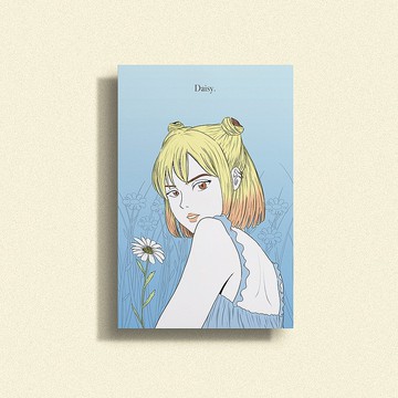 雛菊插畫星閃明信片