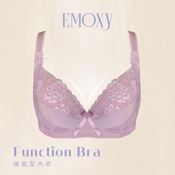 【EMESY】大罩杯 包覆機能側邊加高 細緻蕾絲 有鋼圈 涼感內衣/胸罩 EF罩杯 / 豆沙色 8083