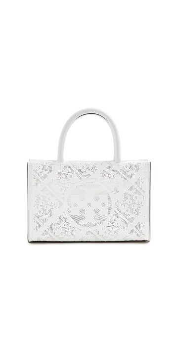 Tory Burch Ella Bio Perforated Mini Tote Blanc One Size