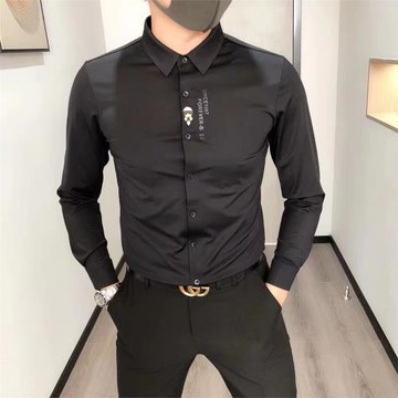 高端免燙長袖襯衫男春秋冬季薄款加絨白襯衫商務正裝男士休閑襯衣