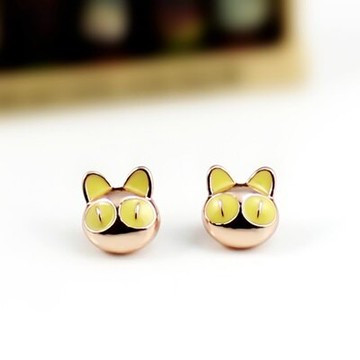 玫瑰金耳環純銀貓咪耳飾-可愛動物造型流行生日情人節禮物女飾品5色73kr3【獨家進口】【米蘭精品】