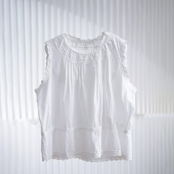日系蕾絲荷葉領無袖上衣860830