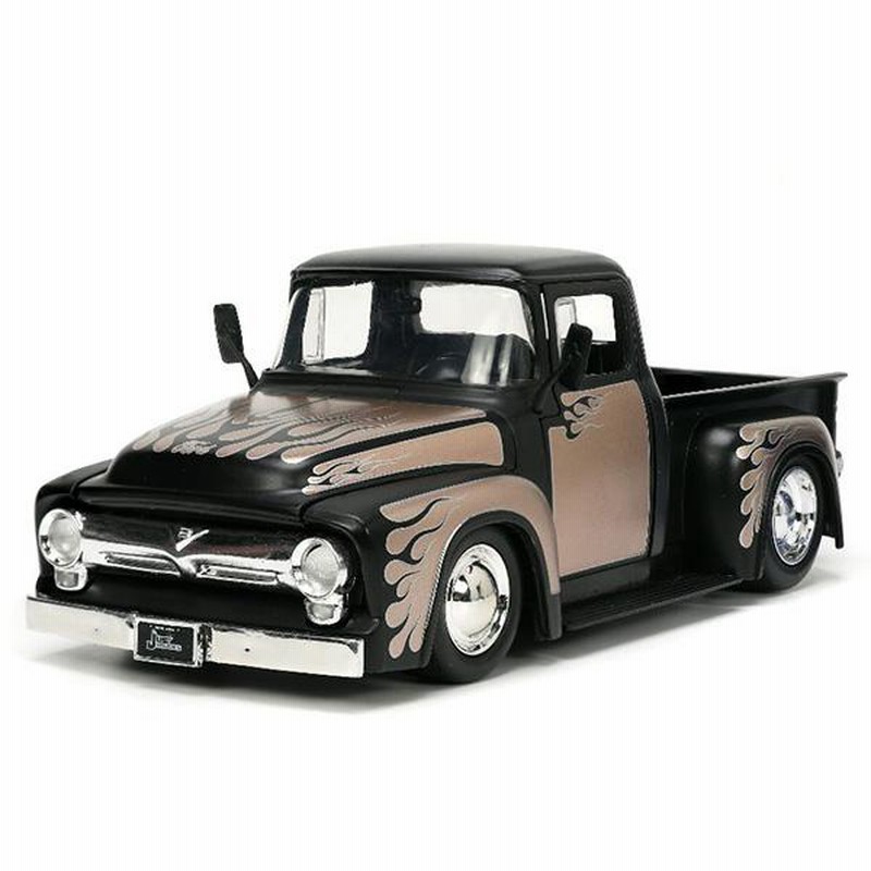 ミニカー 1/24 アメ車 ピックアップトラック フォード ダイキャストカー jadatoys JUST TRUCKS w/RACK u0026 WHEELS  1956 FORD F-100 PICKUP 車 旧車 アメトイ | LINEショッピング