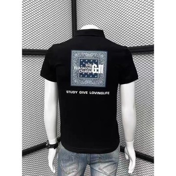 POLO衫男士高端時尚潮牌休閑夏季簡約T恤印花新款珠地棉修身短袖