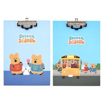 呆萌町DINOTAENG A4板夾(附筆夾)-上學/校車