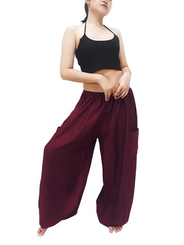 深紅色長褲，哈倫褲，阿拉丁褲，嫘縈褲，鬆緊腰