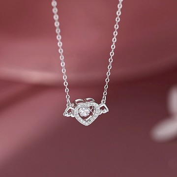 🧡限時免費刻字『LINE禮物獨家』【OCTOBER 16Th】S925純銀愛心跳動天使翅膀項鍊鎖骨鍊＃CRY2029 開運 生日禮物 閨蜜禮物 情人節禮物 交換禮物 客製化禮物