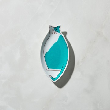 【有種創意】 - 日本晴九谷燒 - 貓小盤 - 天空藍 (14cm)