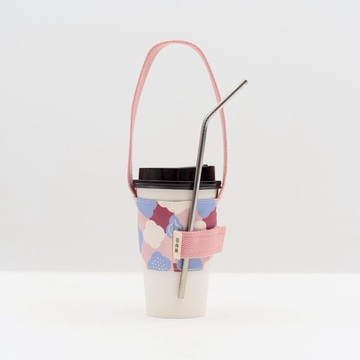 【印花樂】飲料杯吸管提帶/玻璃海棠2號/霧花粉