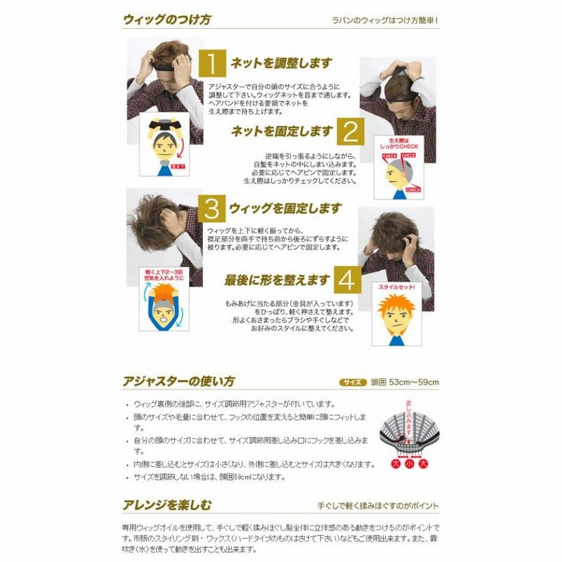 メンズウィッグ ラパンドアール・オム ラフグランジ ローライト