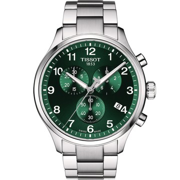 TISSOT 韻馳系列 XL 三眼計時碼錶腕錶-T1166171109200-綠 45mm