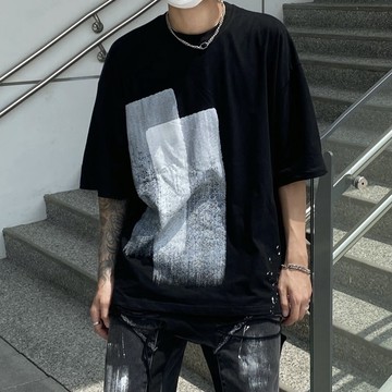 【PAGANS STORE】韓國代購 Raucohouse 水墨 刷漆 潑墨 重磅 寬鬆 落肩 短袖 短Tee