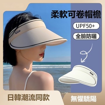 【時尚玩家】日系時尚大帽簷空頂摺疊防曬帽 遮陽帽 運動休閒帽F205
