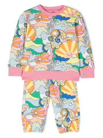 Stella McCartney Kids - all-over graphic print tracksuit - kids - Cotton - 3 mth - White