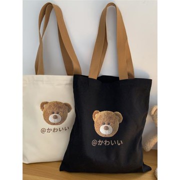 原創帆布包女單肩日系韓版ins百搭可愛文藝大容量學生上課手提包