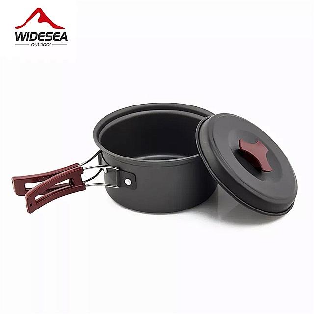 Widesea 1人 用 キャンプ 用 食器 屋外 調理器具 ピクニック セット トラベル ギア 焦げ 付き 防止 ポット パン ハイキング