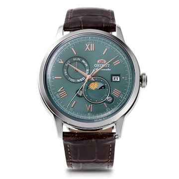 ORIENT 東方錶 Sun & Moon 系列 日月設計機械錶 男錶 手錶-41.5mm綠 RA-AK0805E