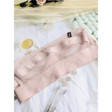 外貿原單文胸半杯無肩帶防滑性感透明網紗有鋼圈透氣裹胸抹胸式